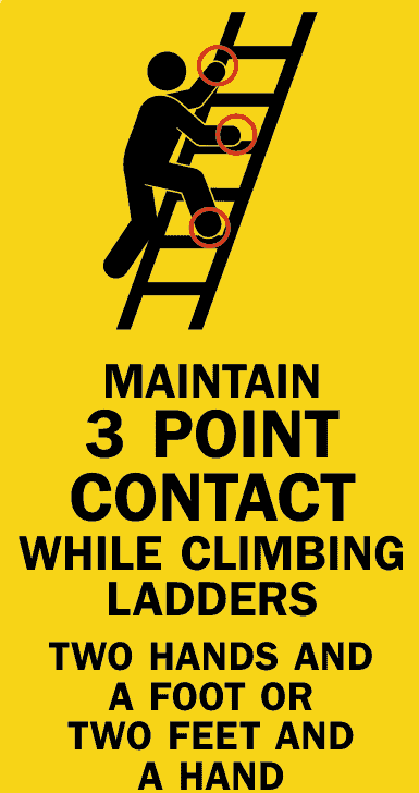 maintain 3 point contact when using ladder